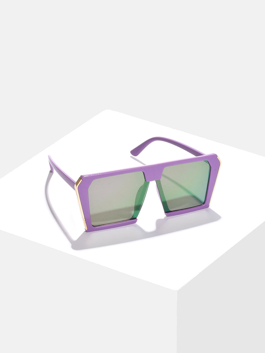 Black Lens Purple Rectangle Sunglasses