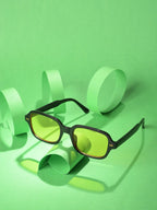 Yellow Lens Black Oval Sunglasses