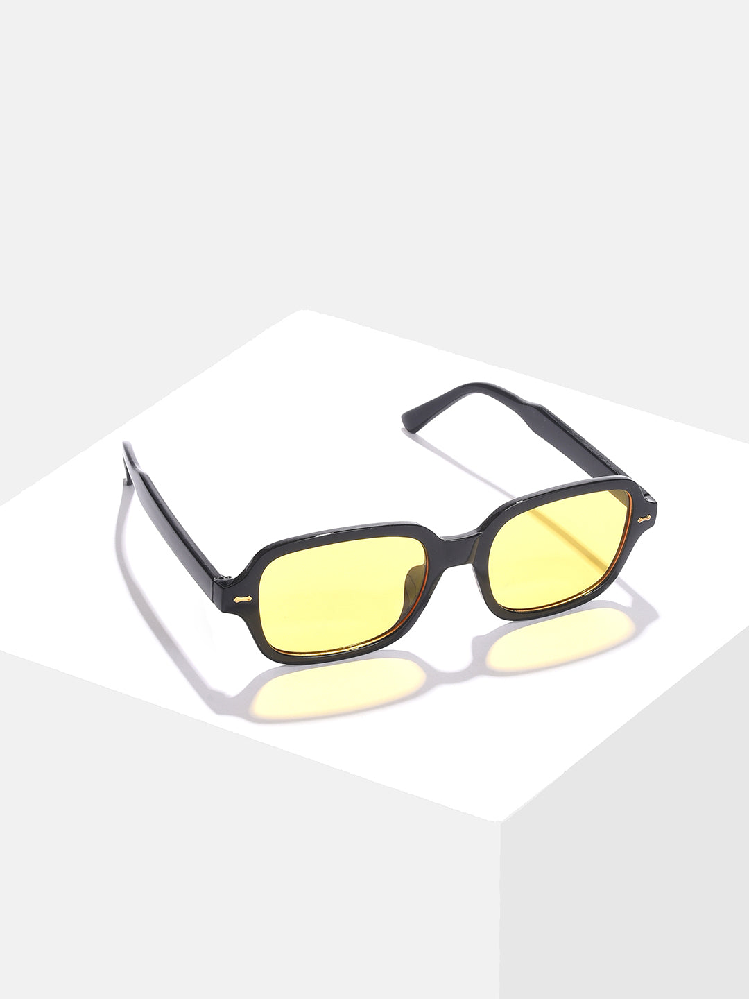 Yellow Lens Black Oval Sunglasses