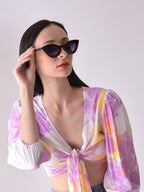 Purple Lens Black Cateye Sunglasses