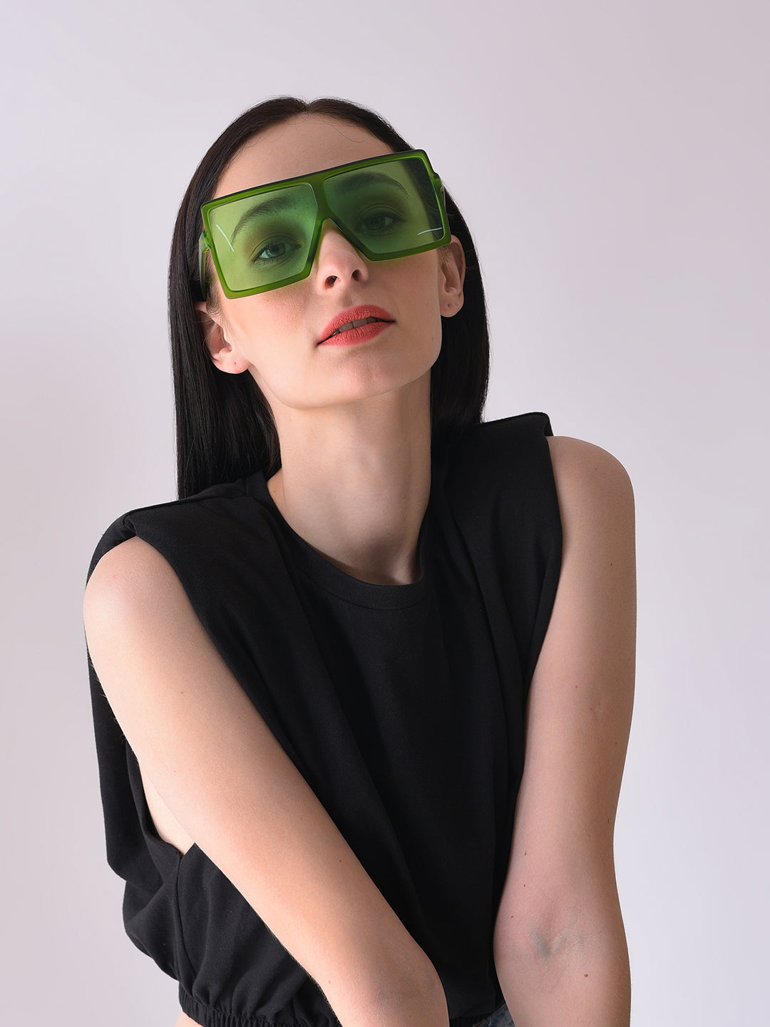 Green Lens Green Oversized Sunglasses
