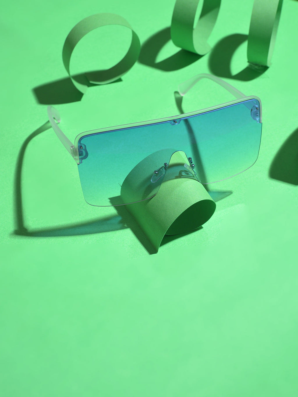 Blue Lens White Oversized Sunglasses