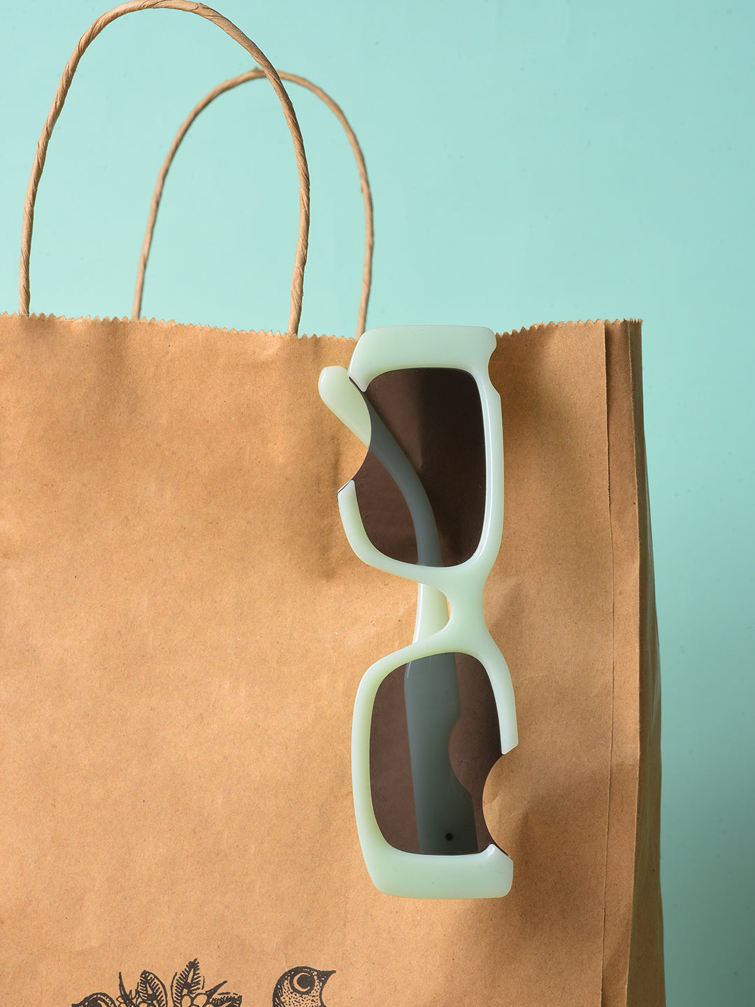 Black Lens Green Rectangle Sunglasses