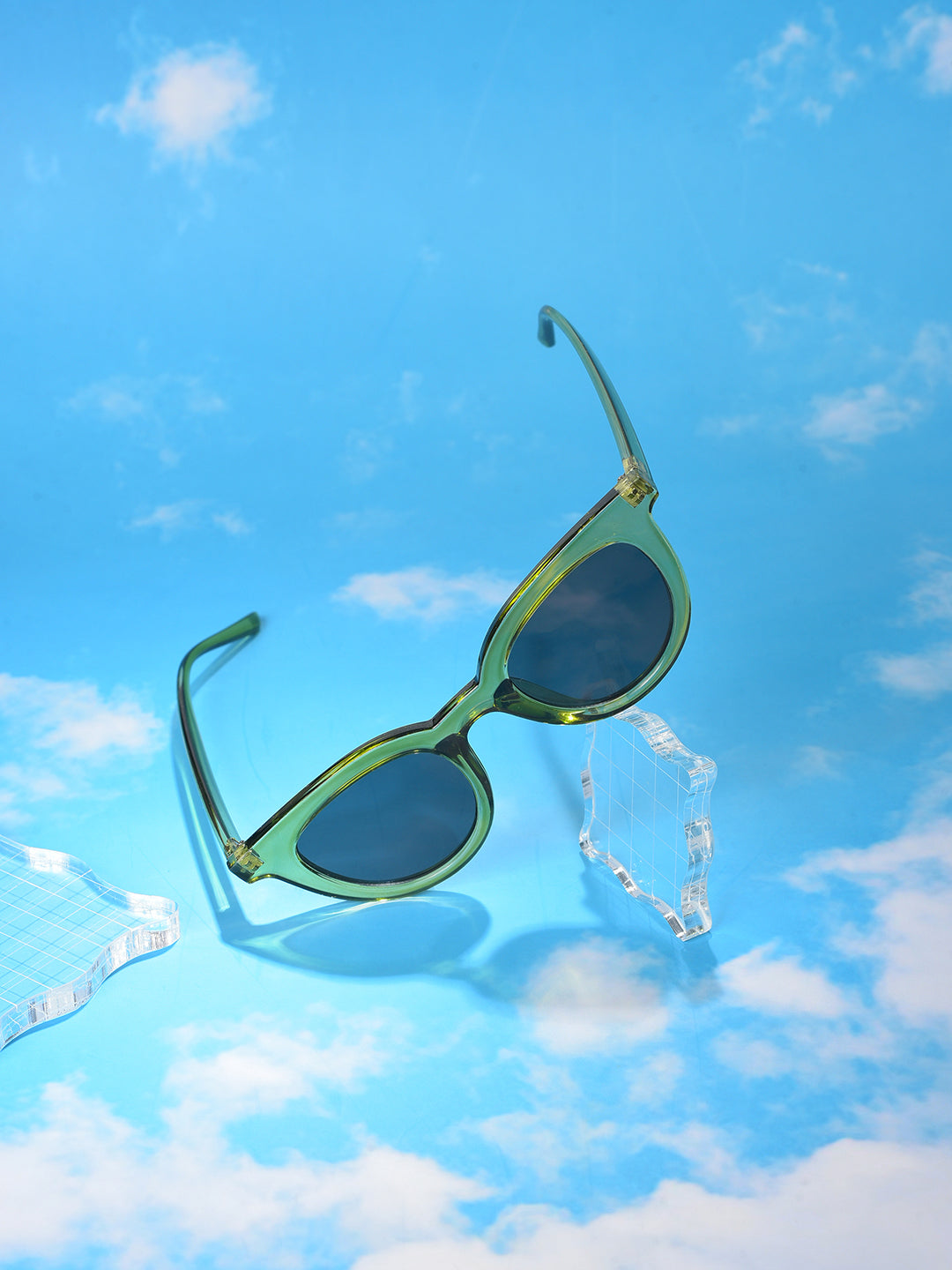 Black Lens Green Cateye Sunglasses