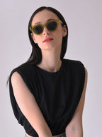 Black Lens Green Cateye Sunglasses