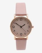 Dusky Pink Analog Round Dial With Black Hour Marker & Pink Leather Strap