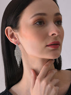 The Veil-Bling Drop Earrings - Crystal Silver