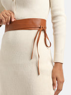 Tan Solid Waist Belt