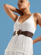 Brown Solid Waist Belt