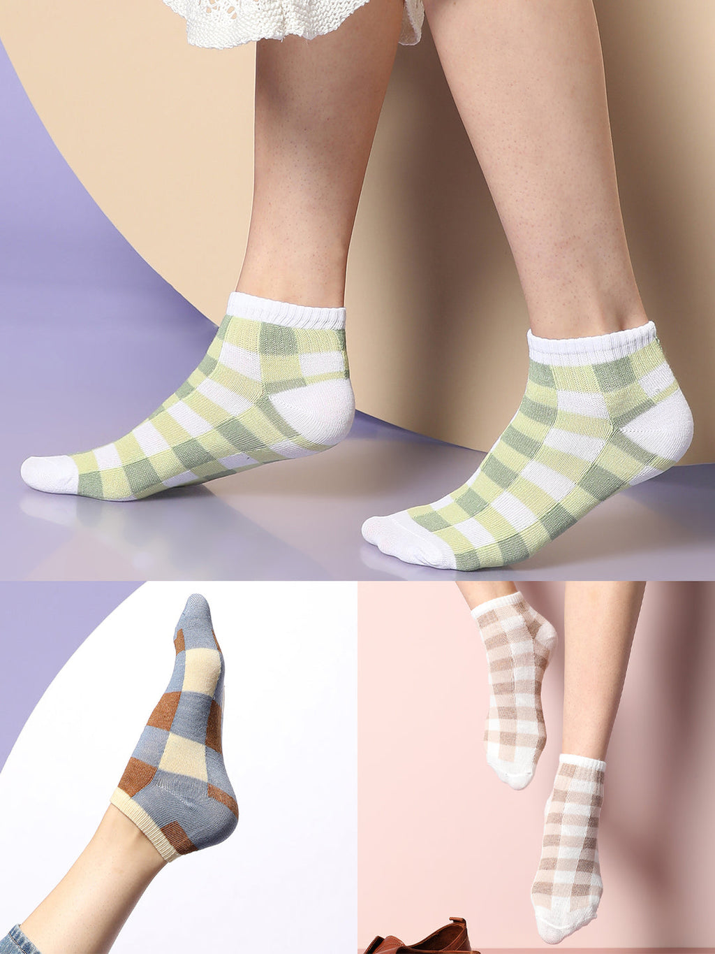 Set Of 3 Cute Snkle Length Socks