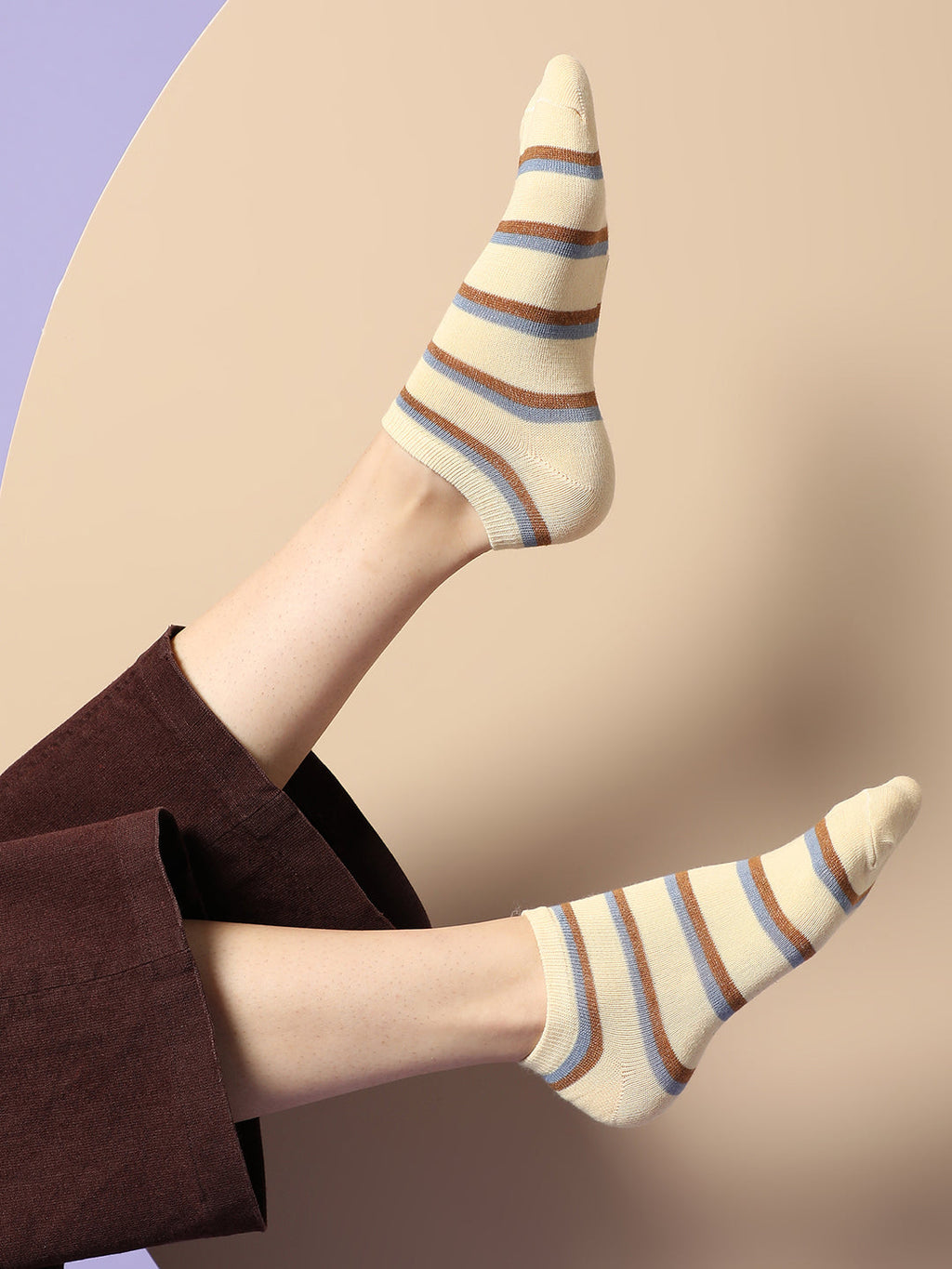 Set Of 3 Printed Ankle Length Socks