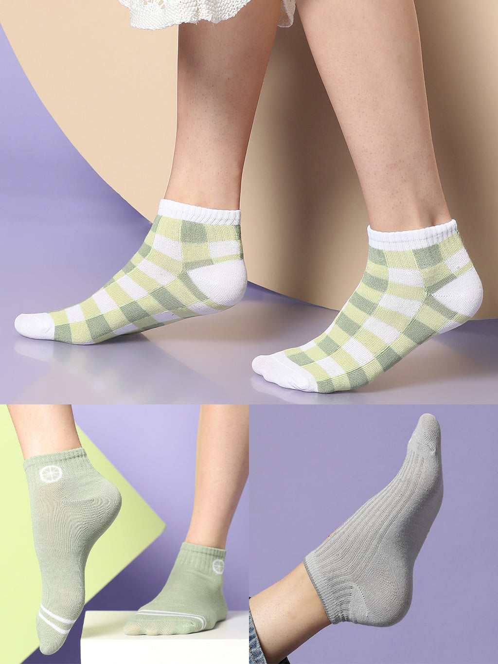 Set Of 3 Cute Ankle Length Socks