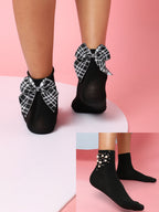 Set Of 2 Embellished Ankle Length Socks