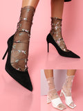 Set Of 2 Transparent Printed Ankle Length Socks