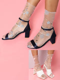 Set Of 2 Transparent Printed Ankle Length Socks