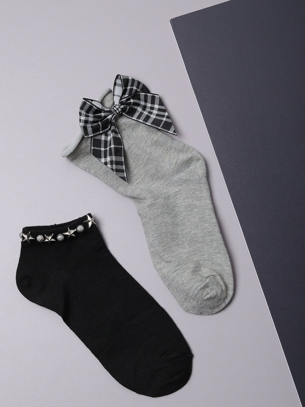 Set Of 2 Bow Ankle Length Socks