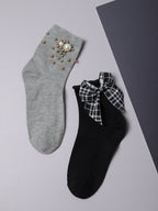 Set Of 2 Bow Ankle Length Socks