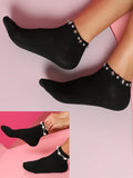 Set Of 2 Embellished Ankle Length Socks