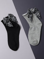 Set Of 2 Color Blocked Ankle Length Socks