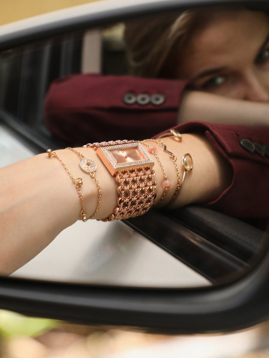 Kayra Rose Gold Watch Combo