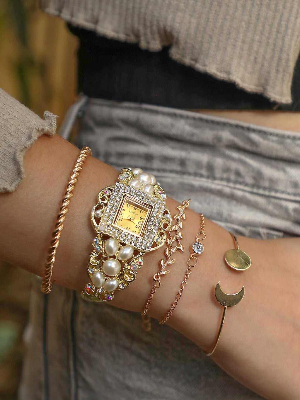 Siara Gold Watch Combo
