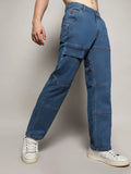 Campus Sutra Panel Patch Pocket Denim Jeans