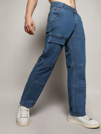 Campus Sutra Panel Patch Pocket Denim Jeans