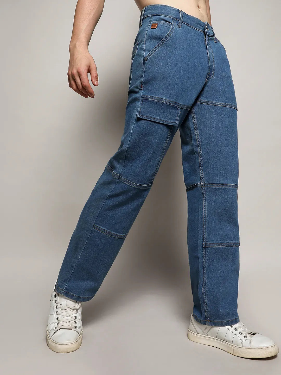 Campus Sutra Panel Patch Pocket Denim Jeans