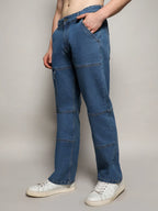 Campus Sutra Panel Patch Pocket Denim Jeans