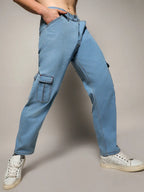 Campus Sutra Straight Cargo Denim Jeans