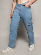 Campus Sutra Straight Cargo Denim Jeans