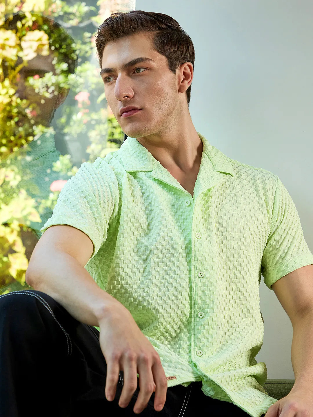 Campus Sutra Self-Design Box Shirt