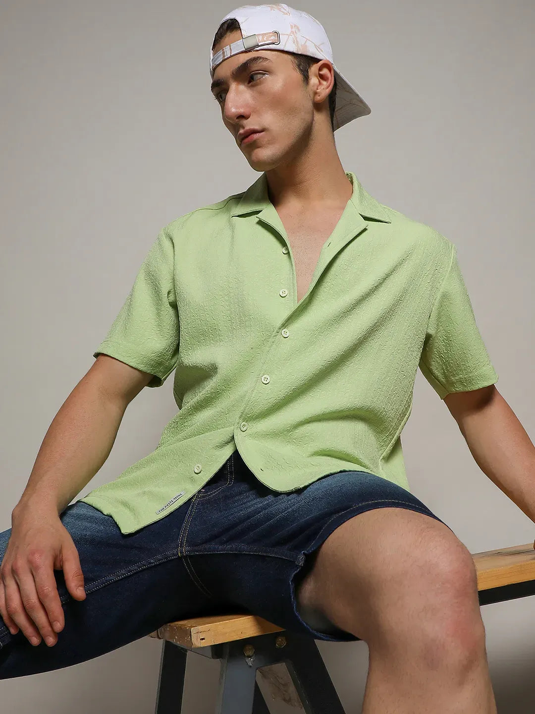 Campus Sutra Self-Design Creased Box Shirt