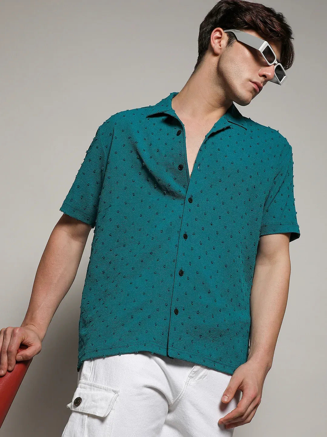 Campus Sutra Self-Design Pom-Pom Shirt