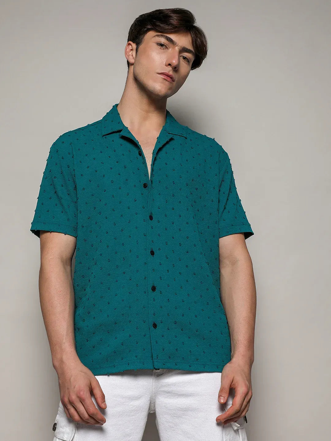 Campus Sutra Self-Design Pom-Pom Shirt