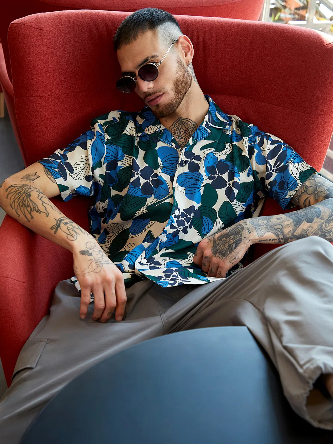 Campus Sutra Floral Abstract Shirt
