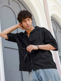 Campus Sutra Men's Textured Cuban Collar Relaxed Fit Shirt