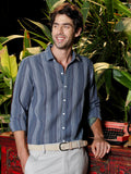 Campus Sutra Men's Blue Textured Vertical Stripe Casual Shirt