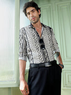 Campus Sutra Men's Abstract Print Cuban Collar Casual Shirt