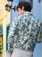 Campus Sutra Men's Sage Green Floral Printed Casual Shirt