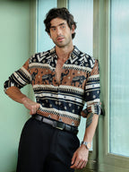 Campus Sutra Men's Ethnic Elephant Print Full Sleeve Casual Shirt