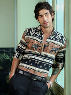 Campus Sutra Men's Ethnic Elephant Print Full Sleeve Casual Shirt