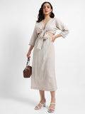 Solid Dress With Tie-Up Cutout Detail
