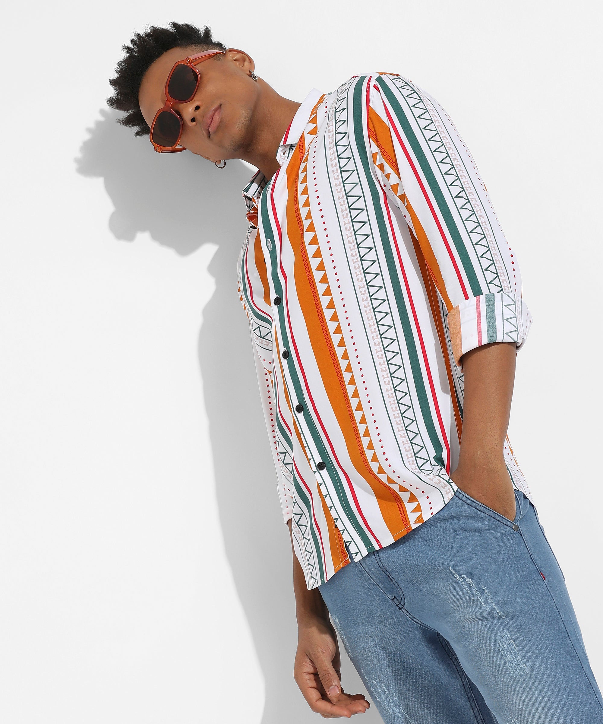 Campus Sutra Geometrical Print Shirt