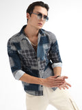 Campus Sutra Herringbone Block Shirt