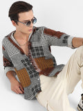 Campus Sutra Herringbone Block Shirt