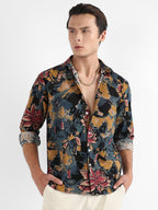 Campus Sutra Artistic Flowers Shirt