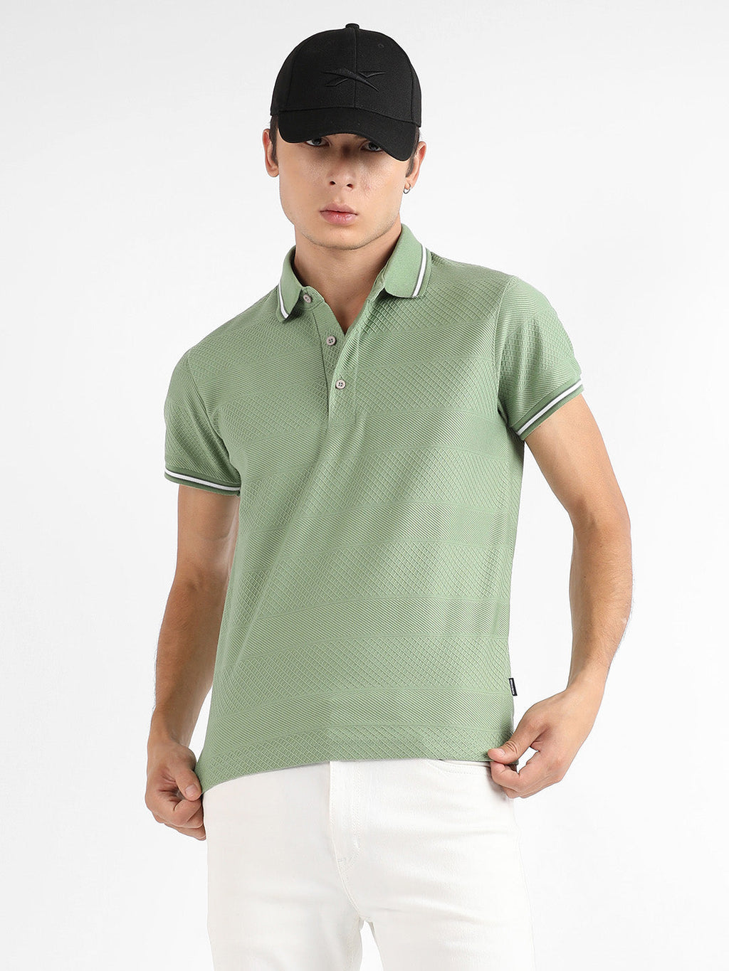 Campus Sutra Self-Design Horizontal Striped T-Shirt