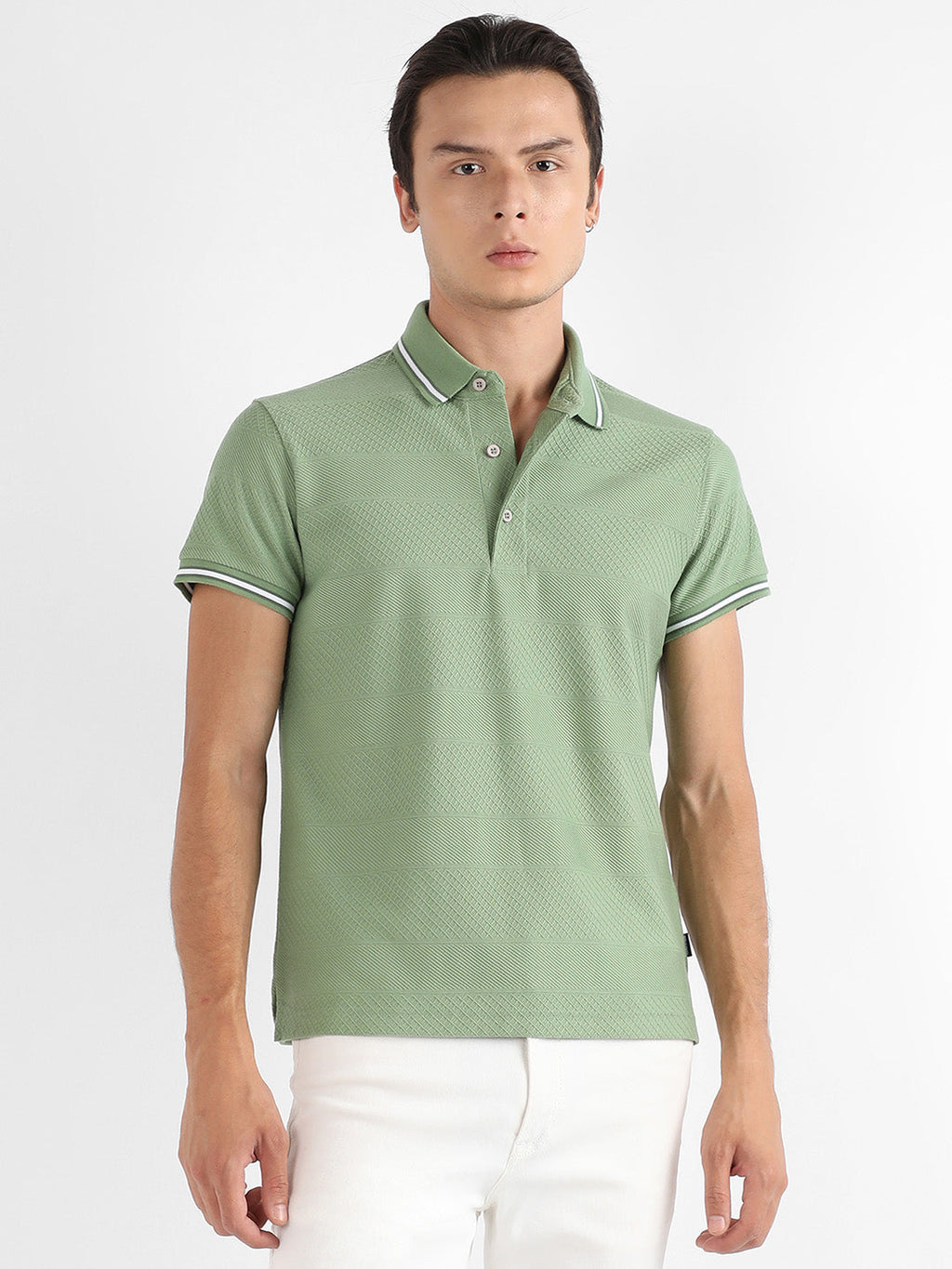Campus Sutra Self-Design Horizontal Striped T-Shirt