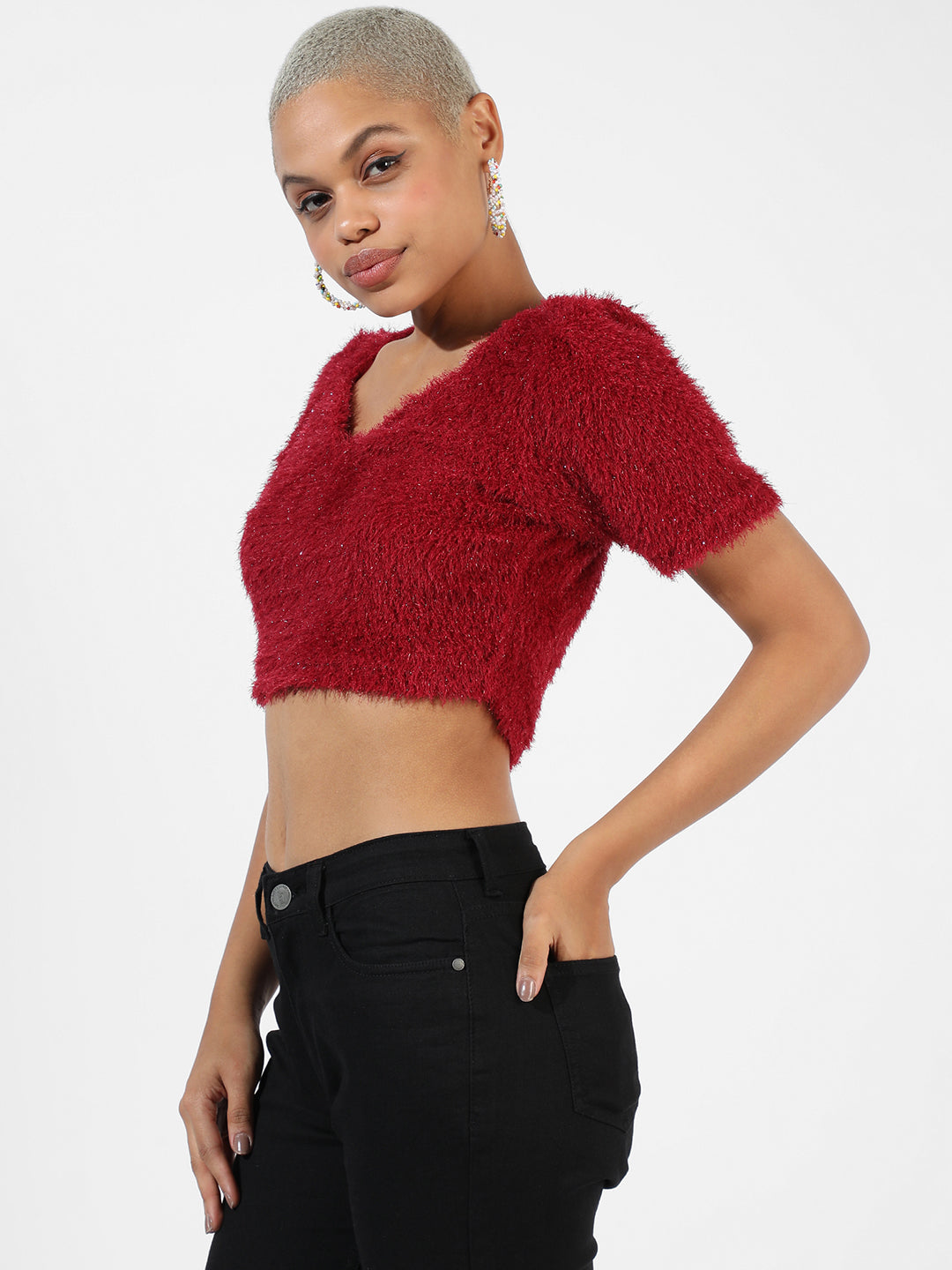 Red Textured Top